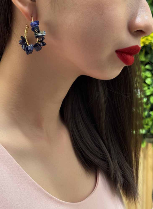 Lapis Hoop Earrings - Midnight Truth Hoops