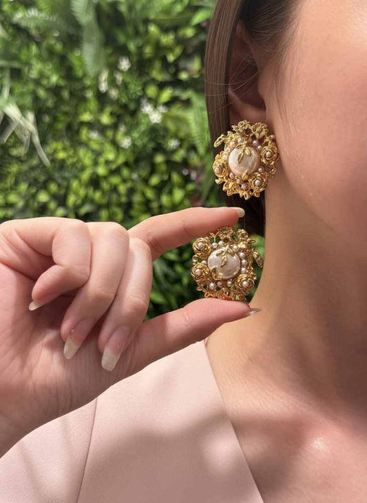 Royal Bloom – Vintage Pearl Statement Studs