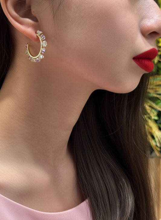 Moonstone & Crystal Quartz Earrings – Feminine Grace & Pure Clarity