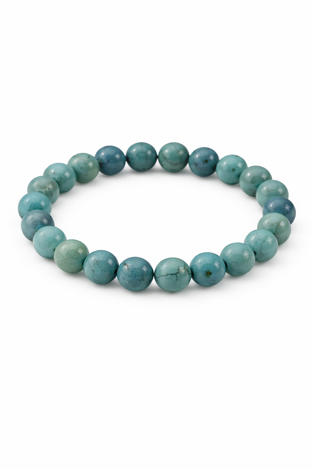 Turquoise beaded bracelet on a white background