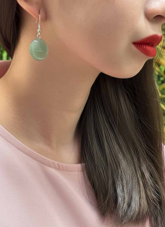 Green Aventurine Disc Earrings - Jade Alluring