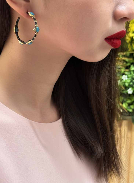 Turquoise Hoop Earrings - Royal Oasis