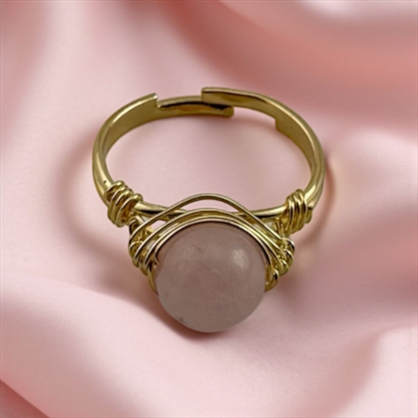 Heart Stone Rose Quartz Ring – Be Gentle & Stay Brave