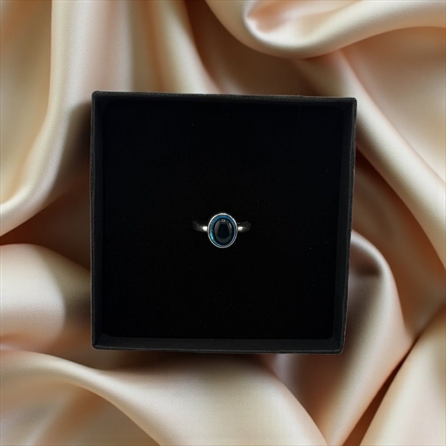 Noir Calm Blue Aventurine Ring – Power, Stillness & Inner Strength