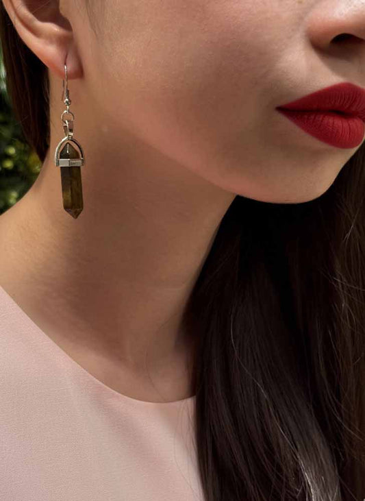 Fierce Clarity – Tiger Eye Point Earrings