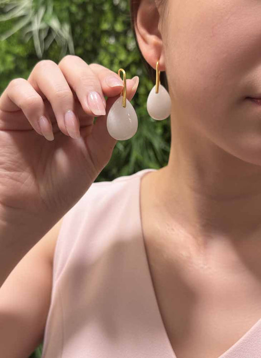 White Howlite Earrings - Ivory Drop