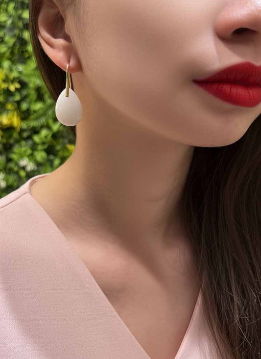 White Howlite Earrings - Ivory Drop