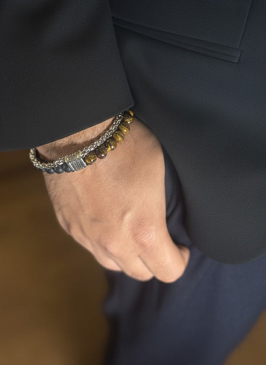 steel chain hybrid crystal bracelet