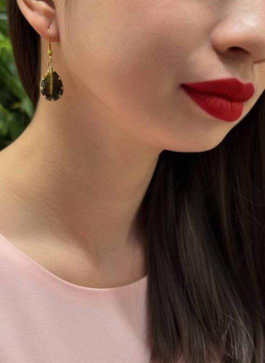 Fierce Gaze – Tiger Eye Drop Earrings