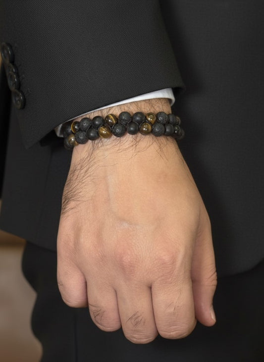tiger eye and lava stone bracelet