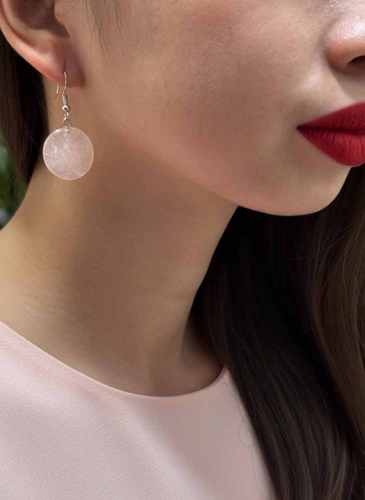 Rose Quartz Drop Earrings - Love Blush