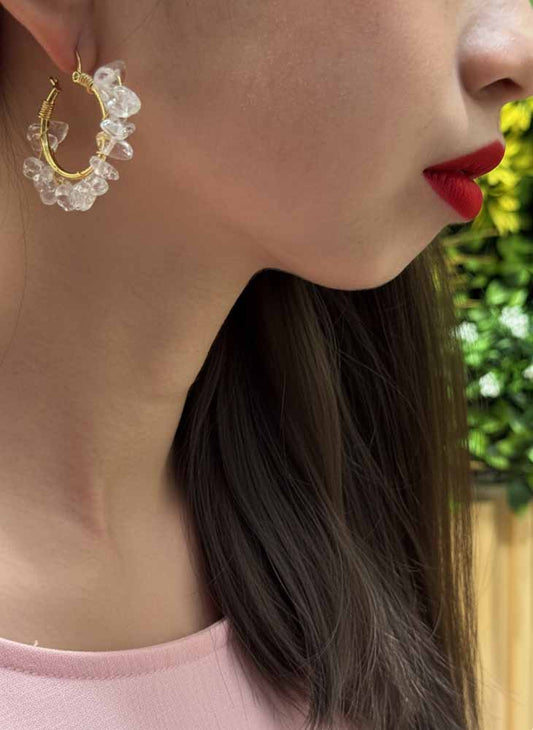 Clear Quartz Hoop Earrings - Crystal Clarity Hoops