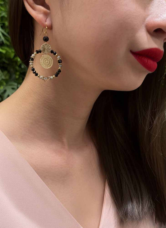 Mystic Orbit – Golden Harmony Earrings