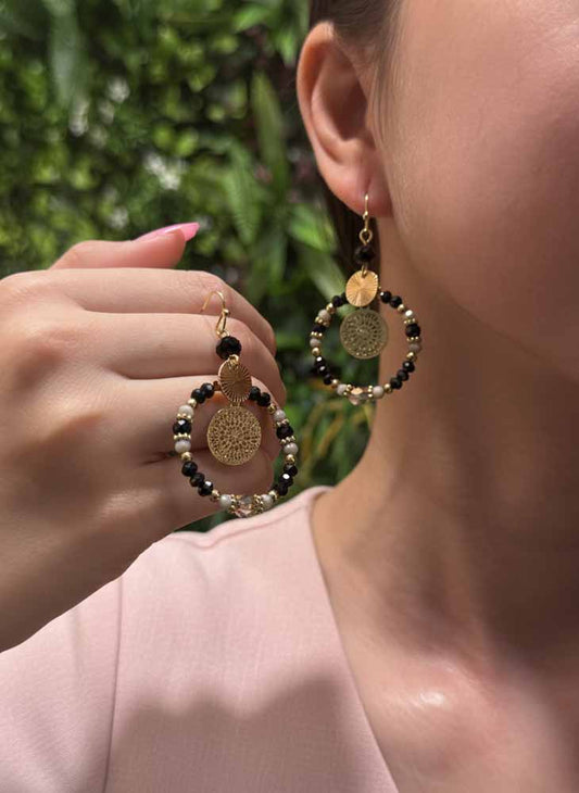 Mystic Orbit – Golden Harmony Earrings