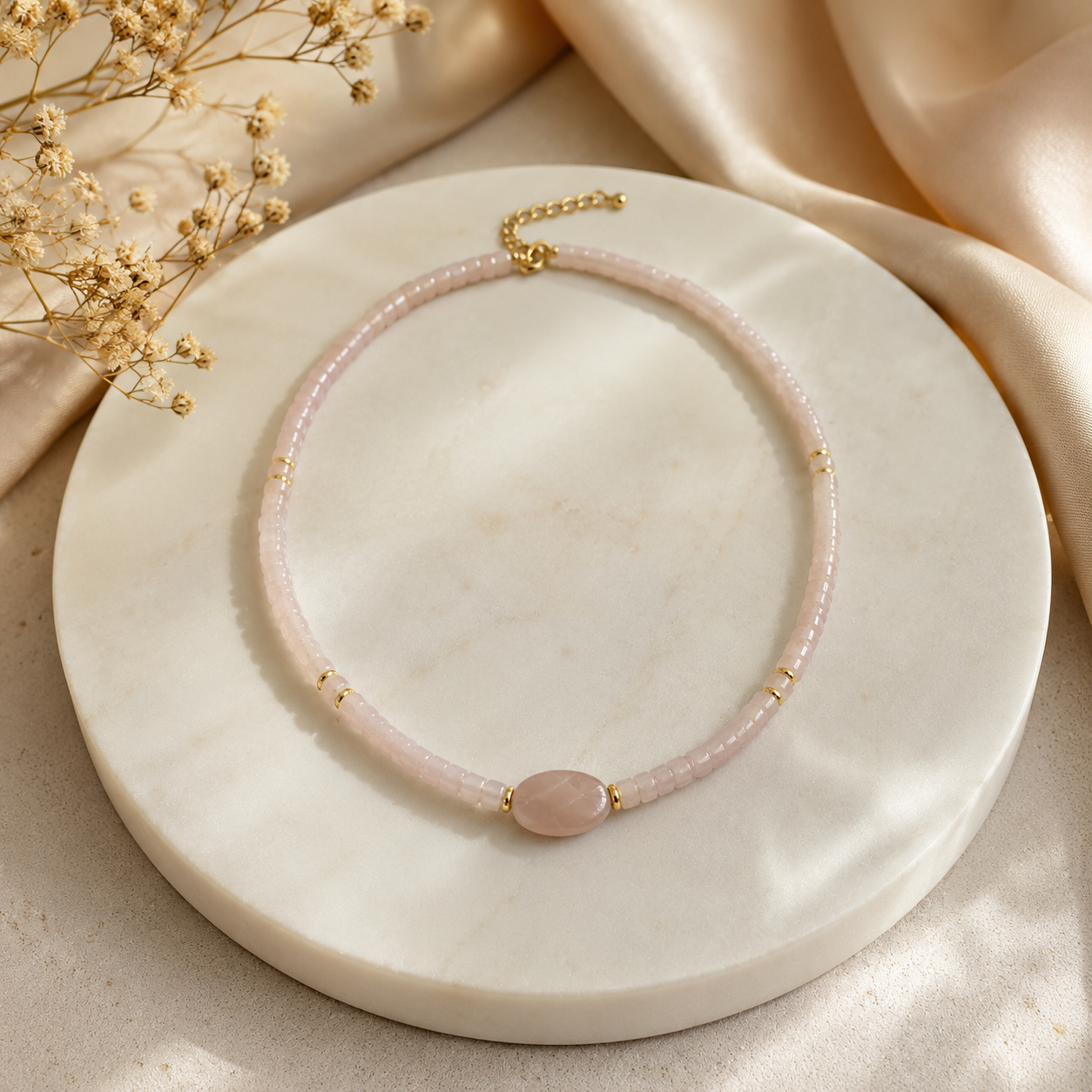 Rose quartz on display
