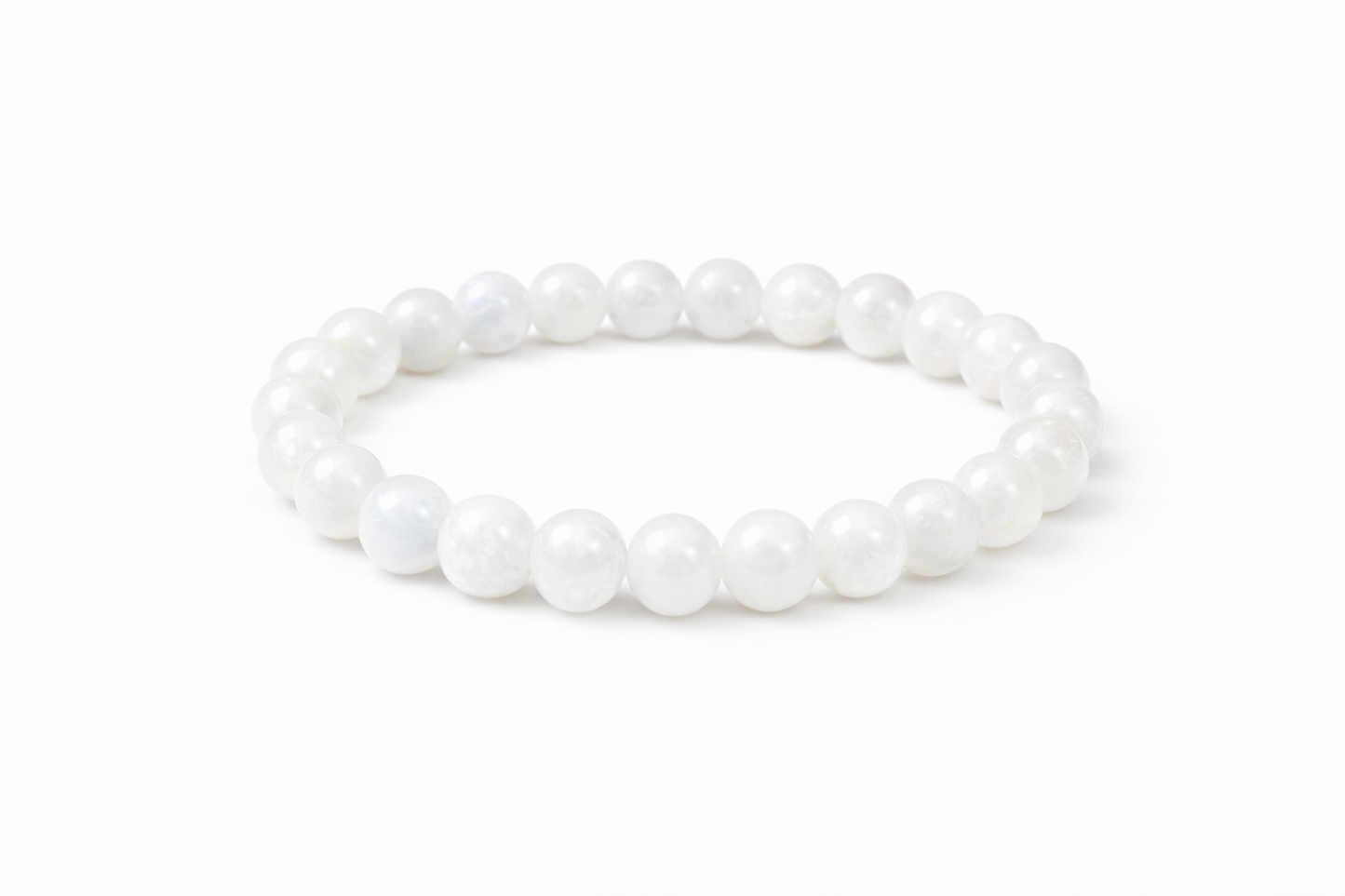 White beaded bracelet on a white background