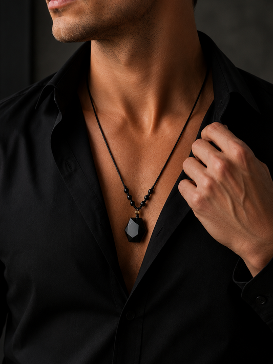 Black Obsidian Guardian Men's Protection Necklace