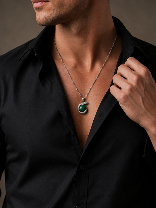 Malachite Serpent Guardian Necklace