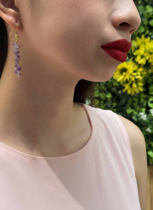 Soul Whisper – Amethyst Drop Earrings