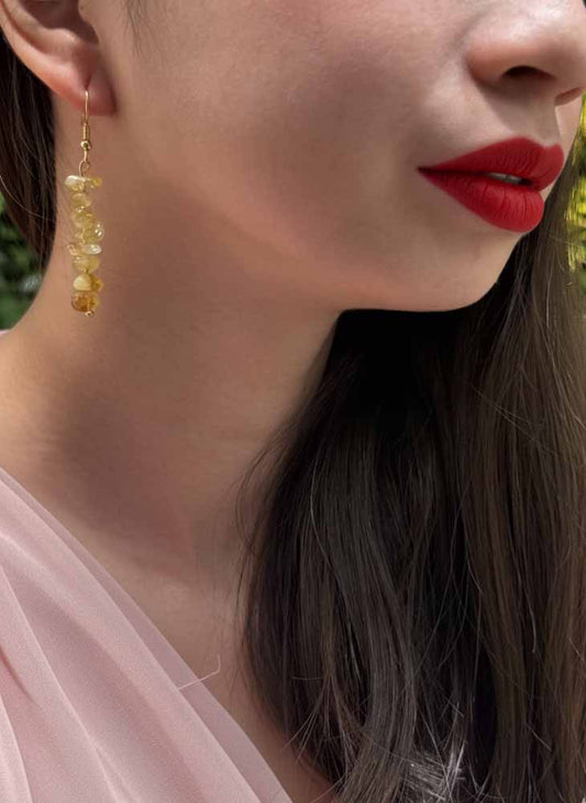 Sunlit Power – Citrine Drop Earrings