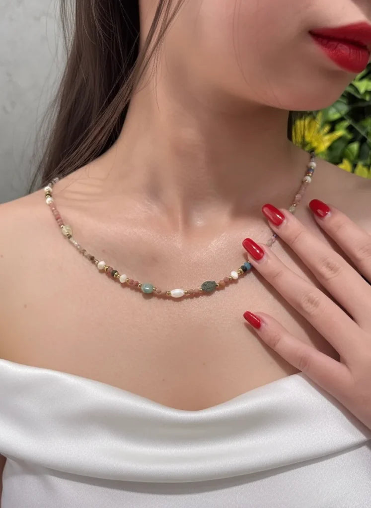 Amazonite, Red Jasper, Citrine & Aventurine Necklace – Abundance, Energy & Balance