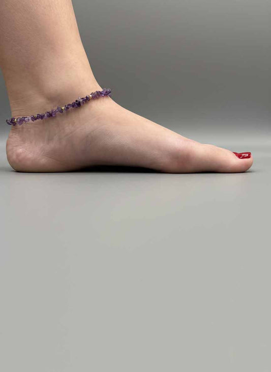 Crystal Amethyst Anklet close-up view