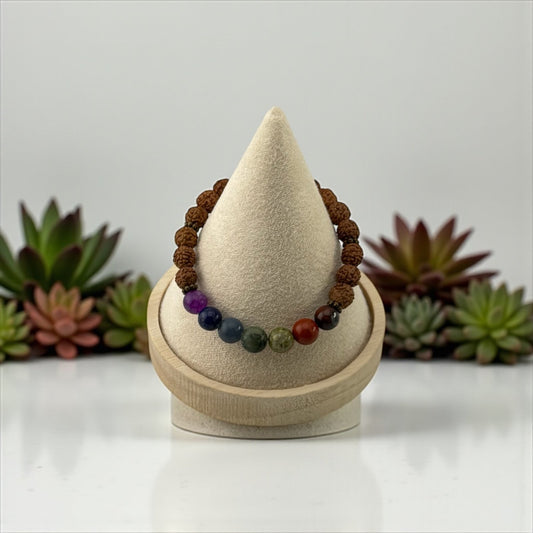 Rudraksha, Onyx & Tiger Eye Bracelet – Sacred Energy & Grounded Strength