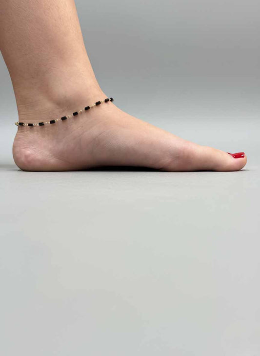 Black Obsidian Crystal Anklet – Stylish Chain Anklet with Spiritual Protection