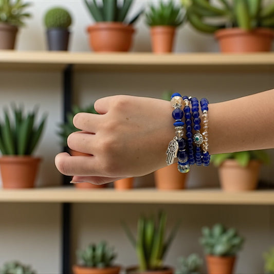 Blue Agate & Citrine Bracelet – Balanced Glow & Positive Energy