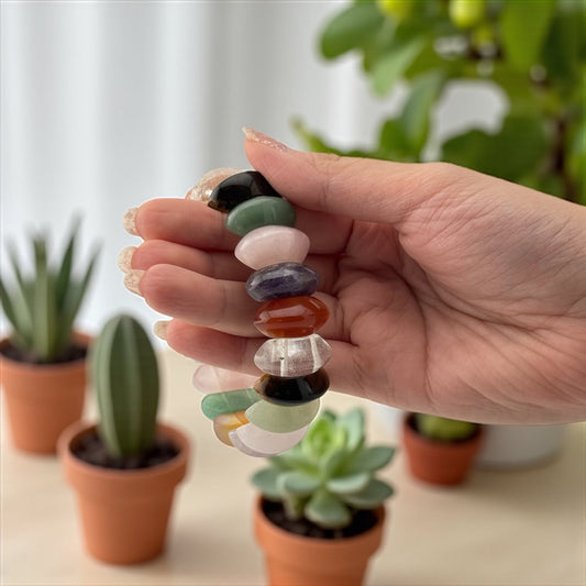Red Jasper, Carnelian, Tiger Eye, Green Aventurine, Sodalite, Amethyst & Clear Quartz Bracelet – Seven Chakra Balance & Vital Energy