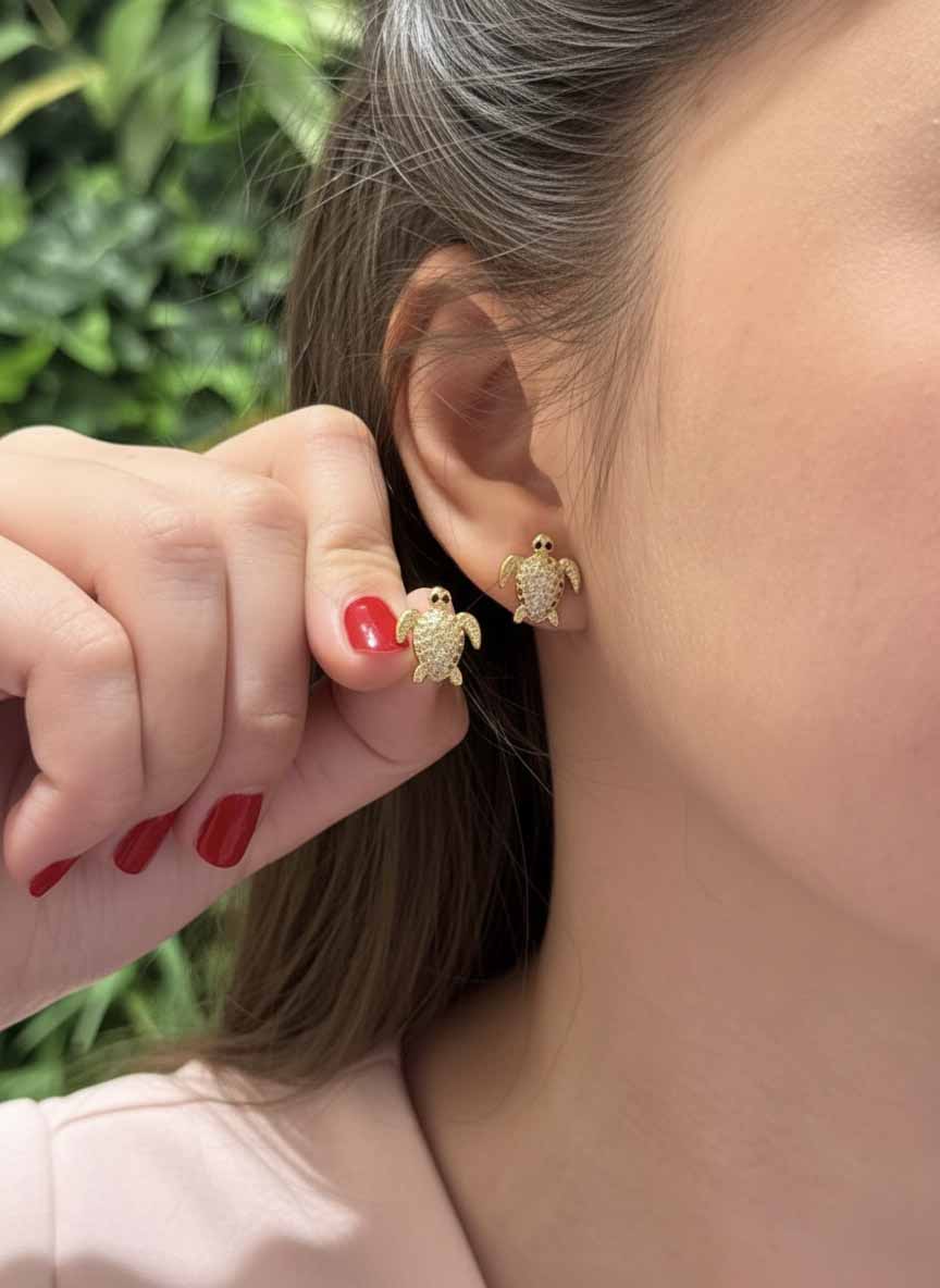 Baby Turtle Charm Studs – cute turtle stud earrings that bring a touch of charm and joy.