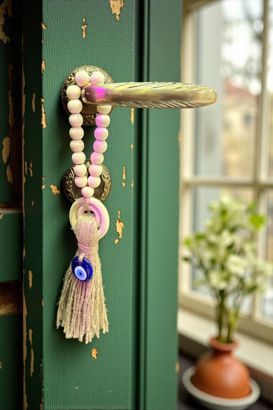 Evil Eye Wooden Bead Wall Decor – Handmade Wooden Evil Eye Beads Dream Catcher