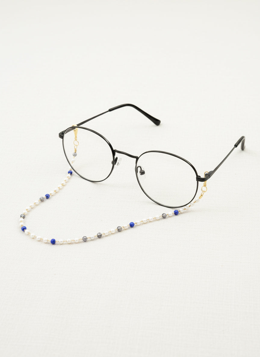 elegant glasses chain with pearl and crystal beads