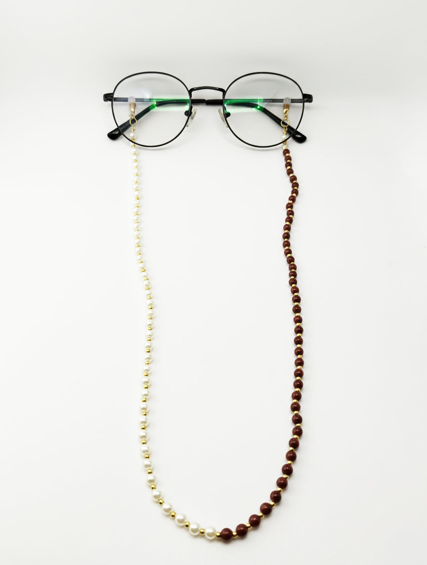 brown stone glasses holder necklace
