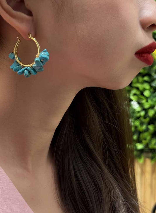 Sky Guardian – Turquoise Hoop Earrings