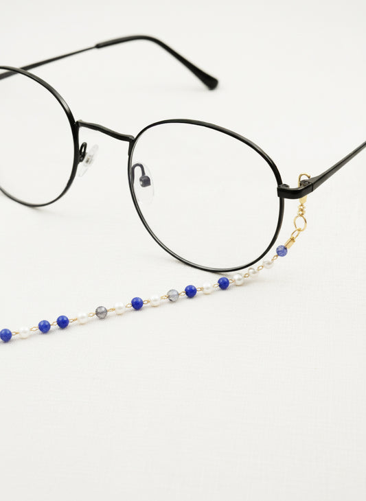 women’s eyewear strap with blue stones
