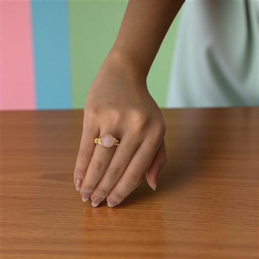 Heart Stone Rose Quartz Ring – Be Gentle & Stay Brave