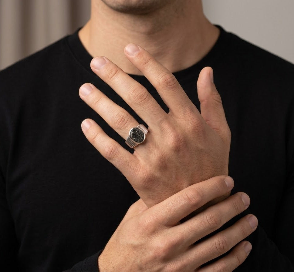 Pyrite 925 Sterling Silver Men’s Ring