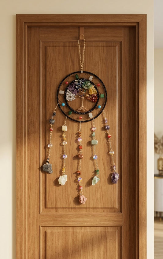 Crystal Tree of Life Feather Dream Catcher