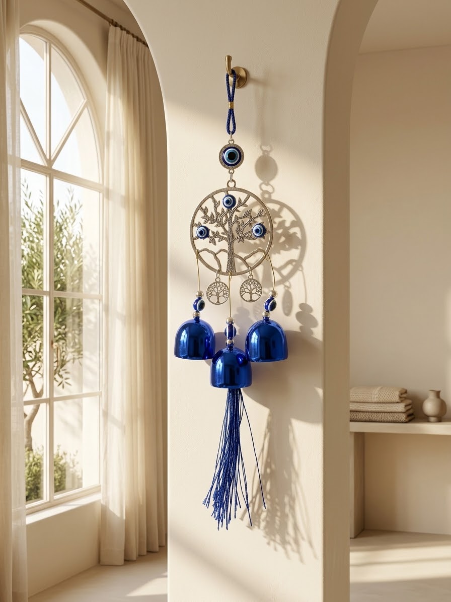 Royal Blue Evil Eye Tree of Life Feather Dream Catcher