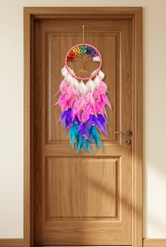 Seven Chakra Tree of Life Feather Dream Catcher