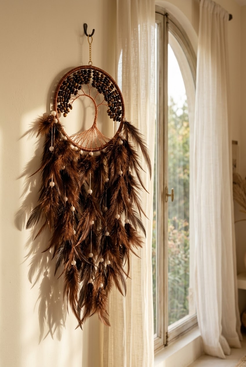 Tiger Eye Tree of Life Feather Dream Catcher