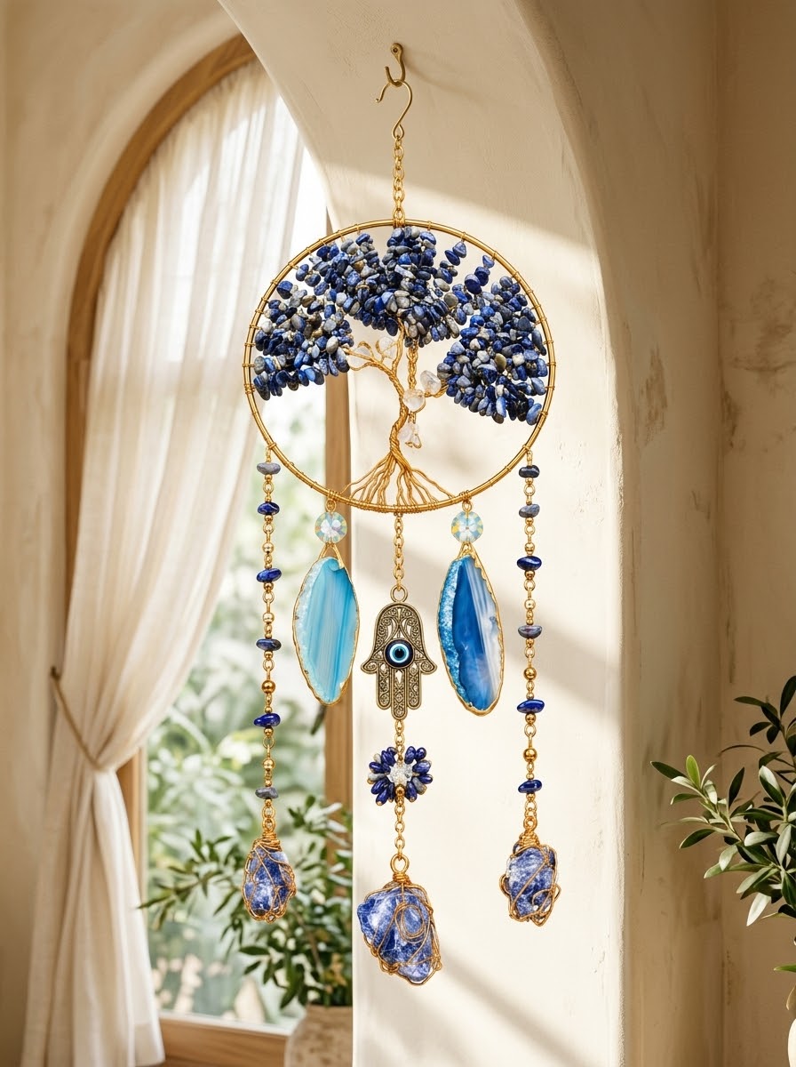 Lapis Lazuli Tree of Life Crystal Dream Catcher