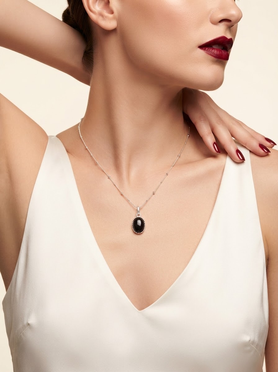 Midnight Poise Hematite Women’s Necklace – 925 Sterling Silver