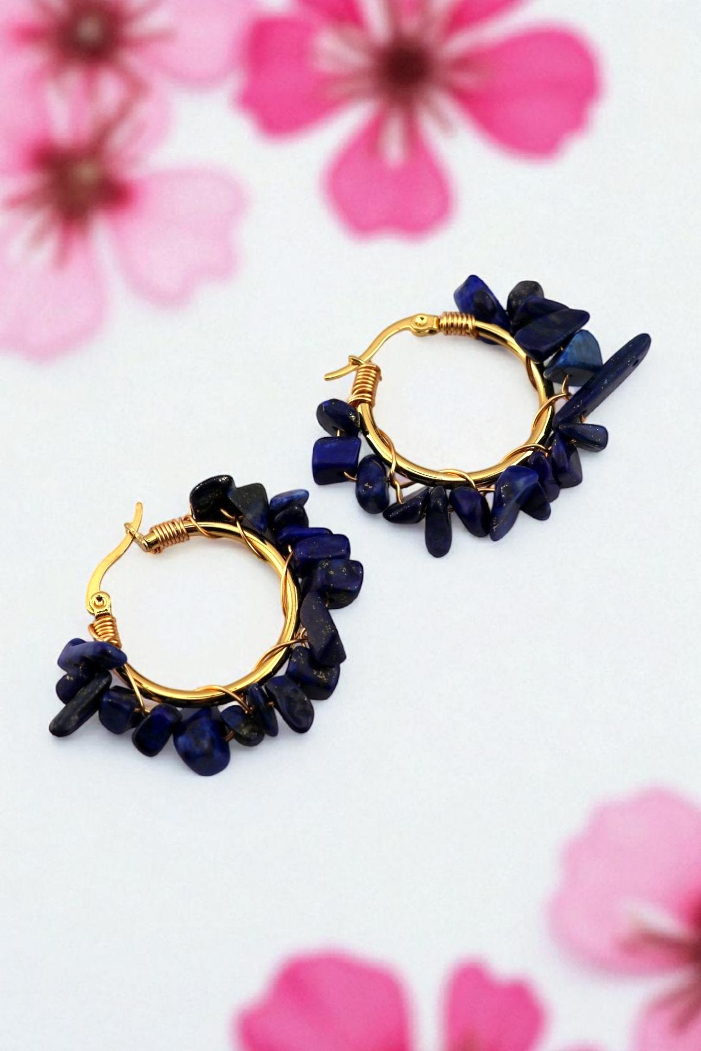 Lapis Hoop Earrings - Midnight Truth Hoops