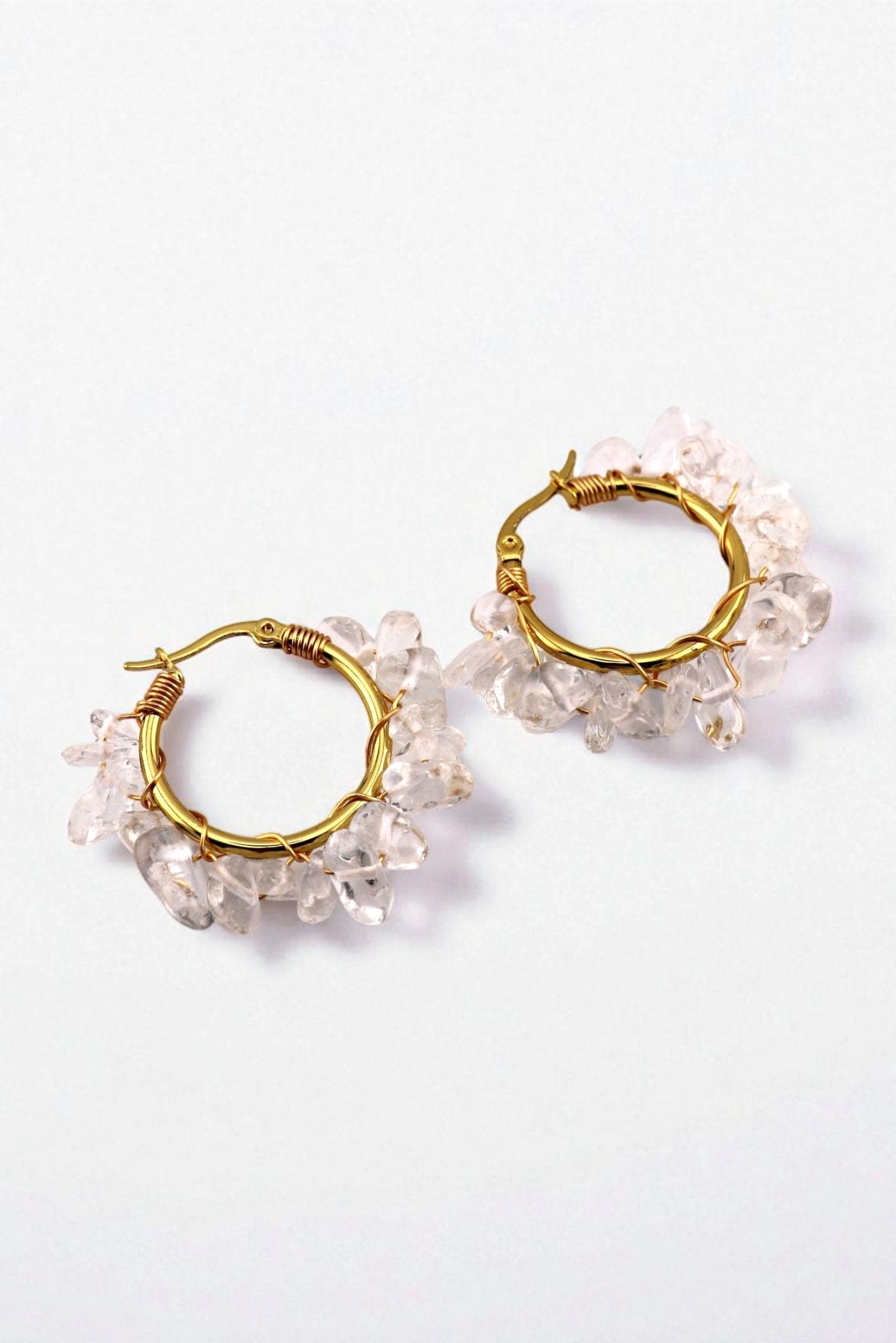 Clear Quartz Hoop Earrings - Crystal Clarity Hoops