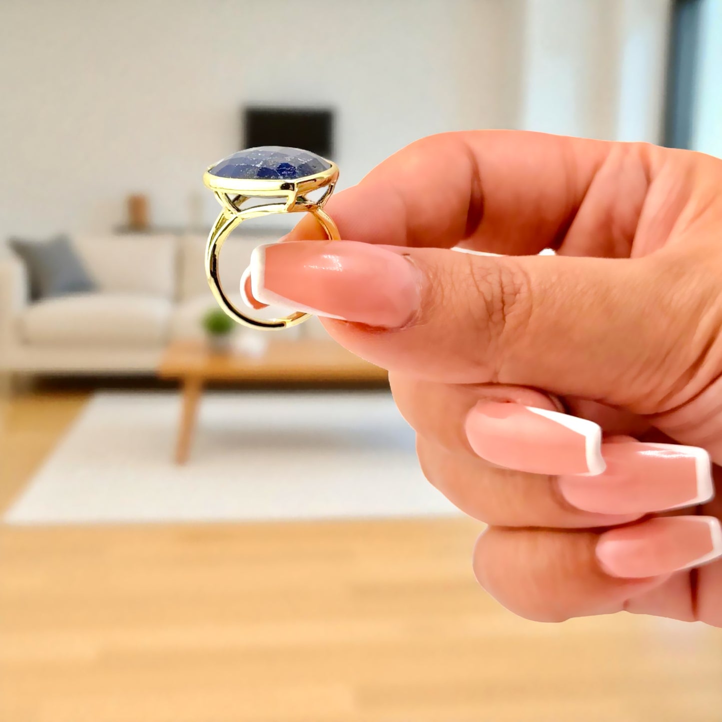 deep blue lapis ring close up