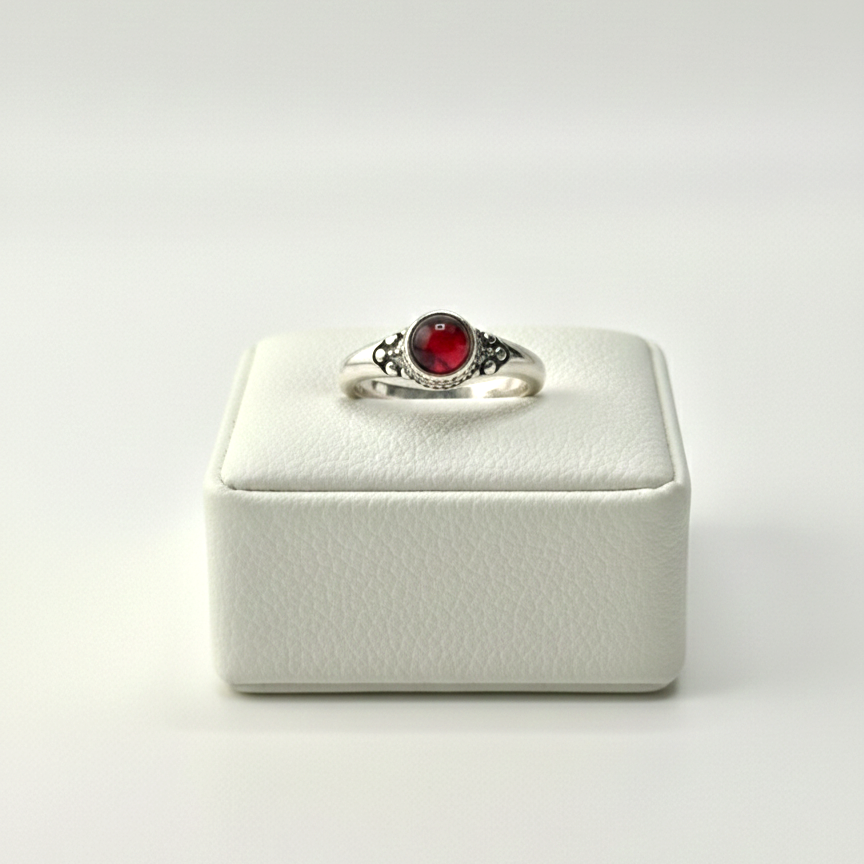 women wearing garnet ring