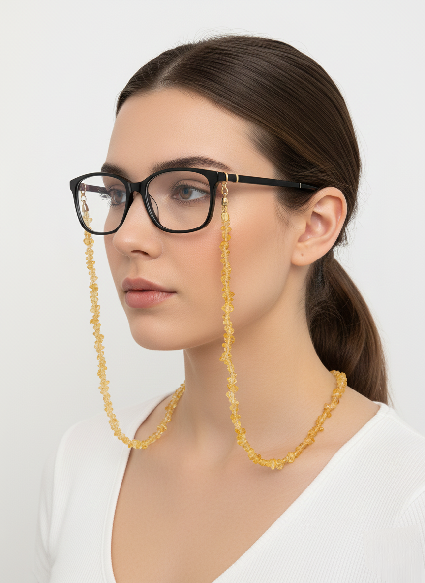 Citrine Crystal Glasses Chain – Warm Golden Tones & Uplifting Presence