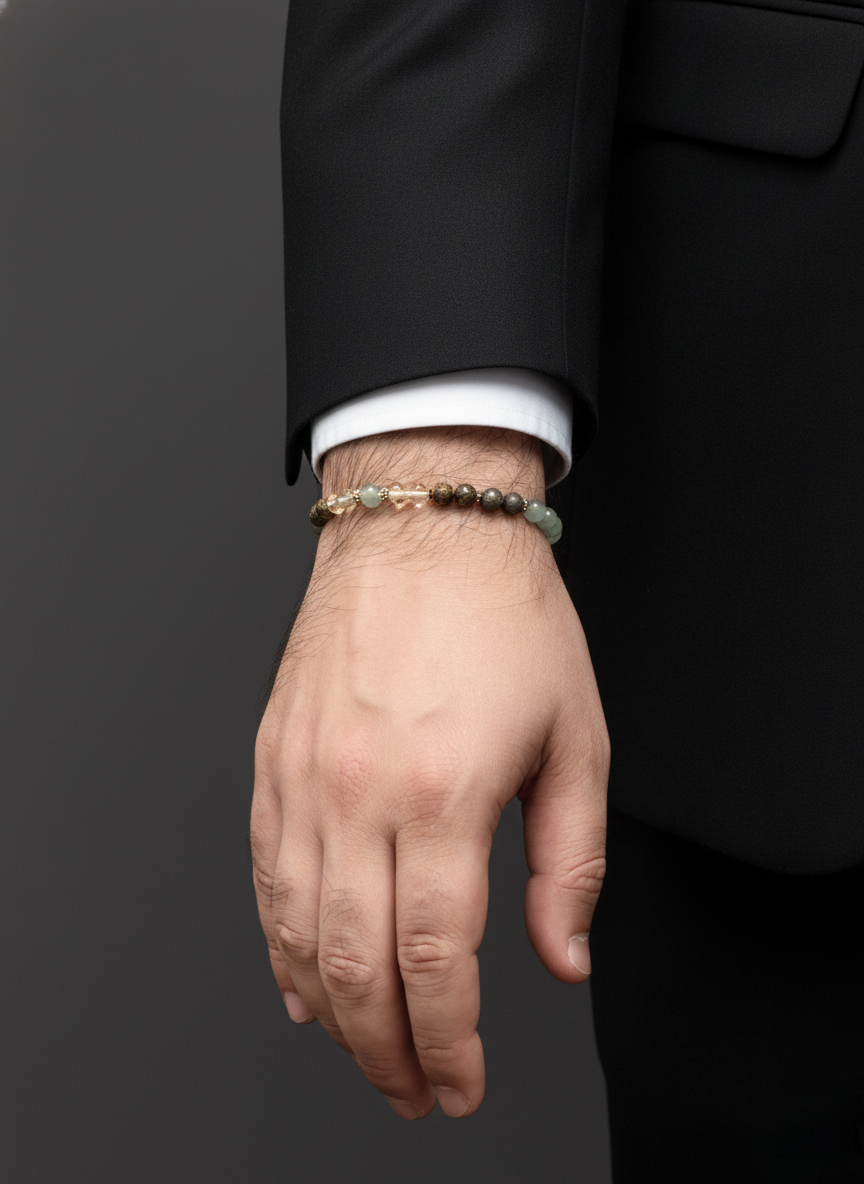 Earth-Tone Jasper & Aventurine Bracelet – Unisex Style